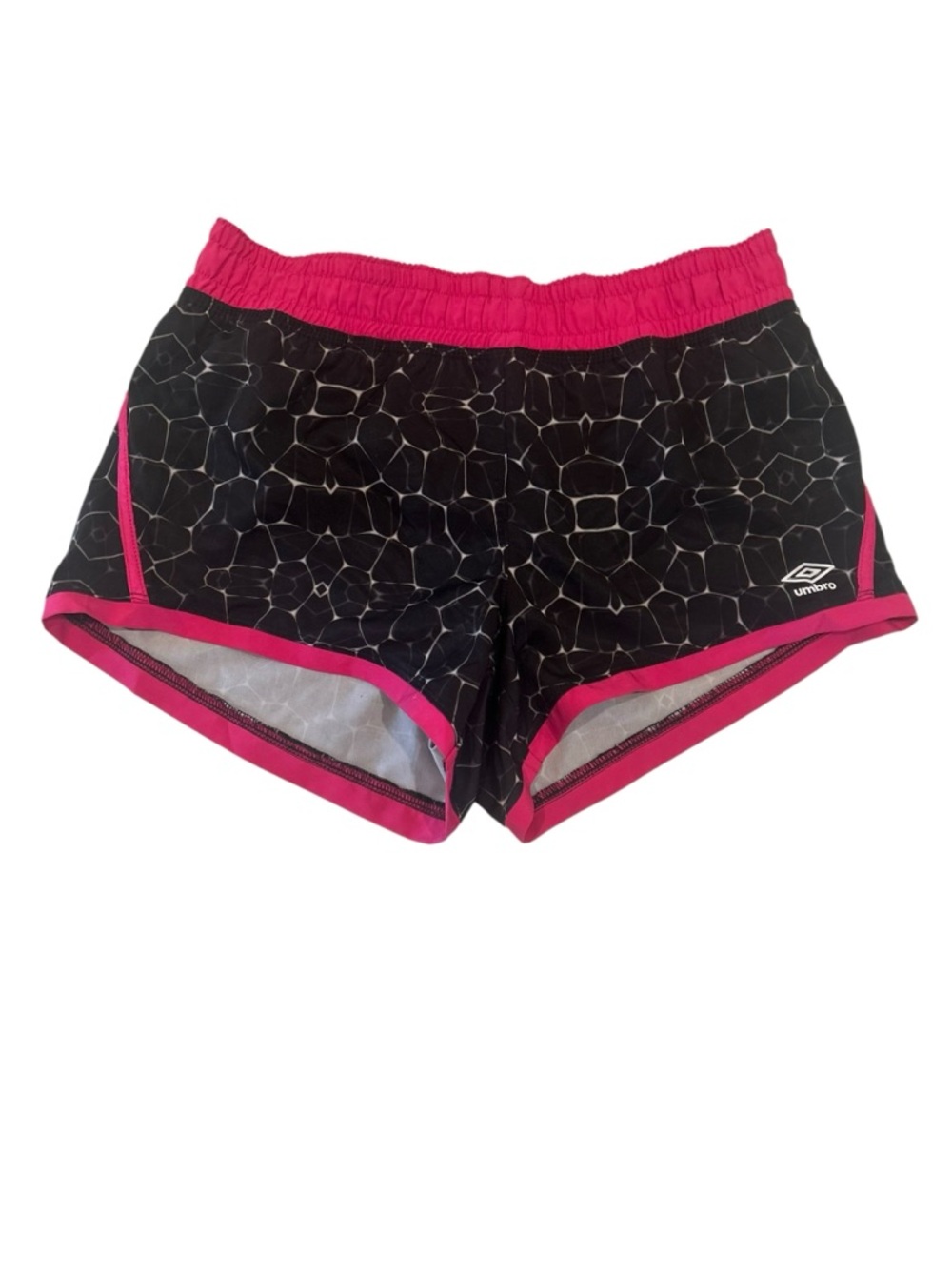 Umbro Woman’s Black Athletic Running Shorts with Hot Pink Trim size Large